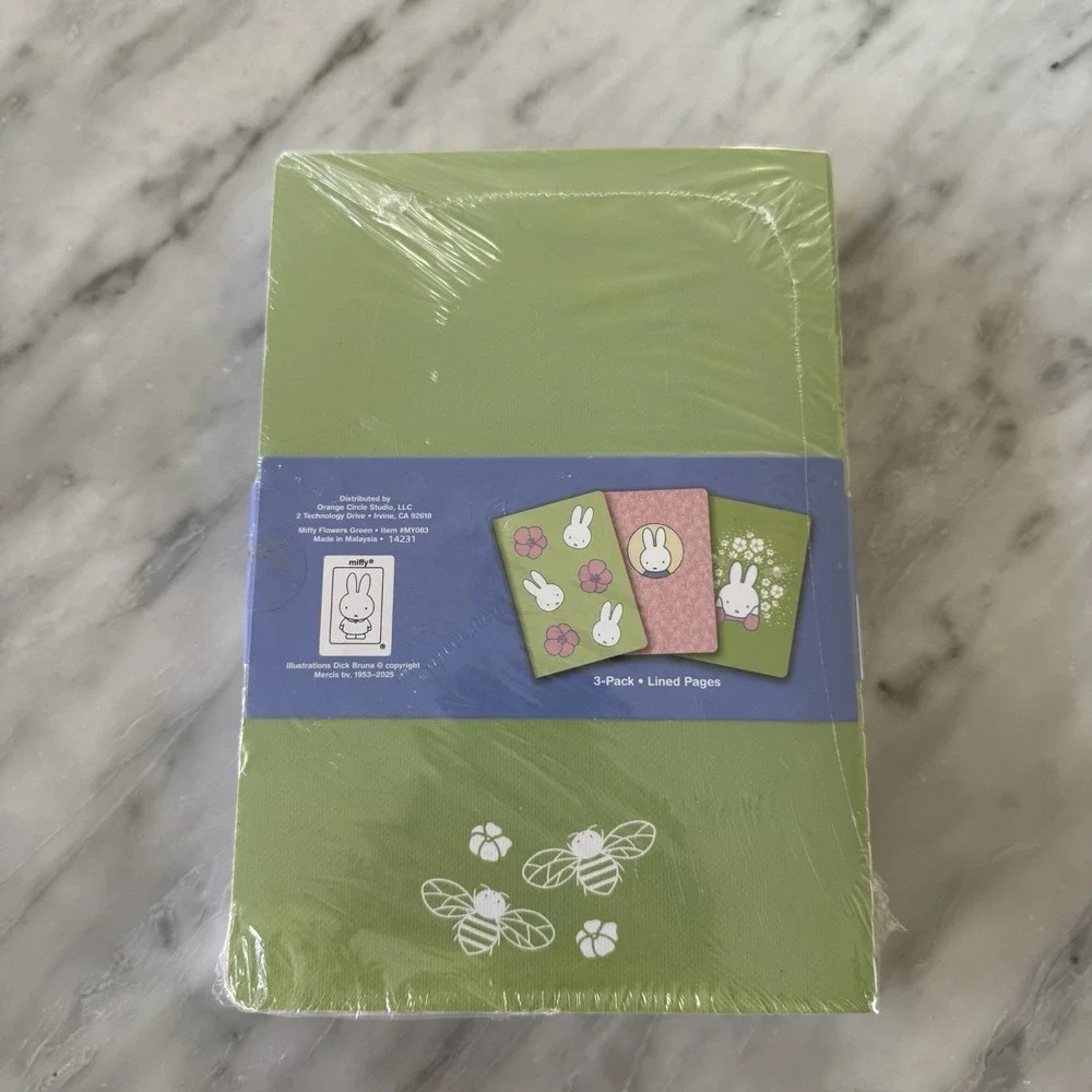 NEW Miffy‎ Green Pink Floral Notebook Trio 3 Pack Journals 80 Lined Pages Each
